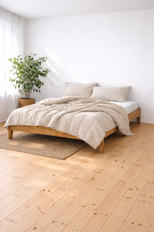 Lniana kołdra z bawełną organiczną 140x200cm - naturalny (2)